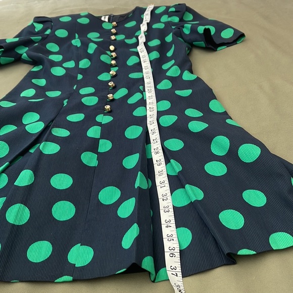 DAVID HAYES Lovely Vintage polka dot  green/ blue color, Womens DRESS size 10” - Picture 13 of 16